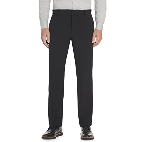 Van Heusen Men's Stain Shield Stretch Slim Fit Flat Front Dress Pant, Black, 29W x 32L