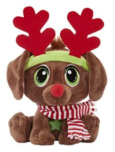 little tikes rescue tales holiday pup reindeer, soft plush stuffed animal toy, adoption tag & certificate, doghouse playset for kids, pet toys for girls & boys ages 3 4 5