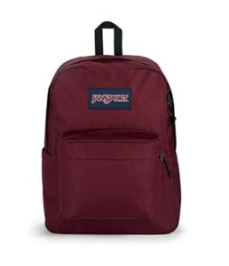 jansport superbreak plus backpack - work, travel, or laptop bookbag with water bottle pocket, russet red