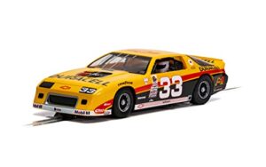 scalextric chevrolet camaro iroc scca trans-am duracell 1:32 slot race car c4220, yellow, red & black