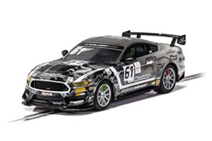 scalextric ford mustang gt4 academy motorsport 1:32 slot race car c4221, black & gray