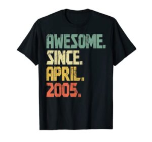funny 18 years old shirt boys girls awesome since april 2005 t-shirt