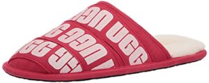 ugg men's scuff graphic band slipper, samba red, 12