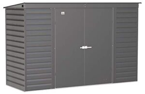 arrow shed select 10' x 4' outdoor lockable steel storage shed building, charcoal