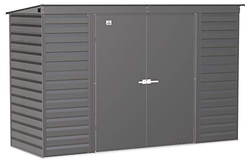 Arrow Shed Select 10' x 4' Outdoor Lockable Steel Storage Shed Building, Charcoal