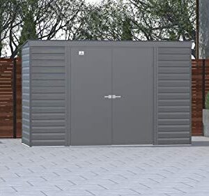 Arrow Shed Select 10' x 4' Outdoor Lockable Steel Storage Shed Building, Charcoal