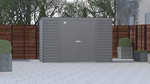 Arrow Shed Select 10' x 4' Outdoor Lockable Steel Storage Shed Building, Charcoal