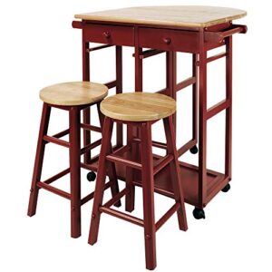 casual home drop-leaf table breakfast cart, red (new)