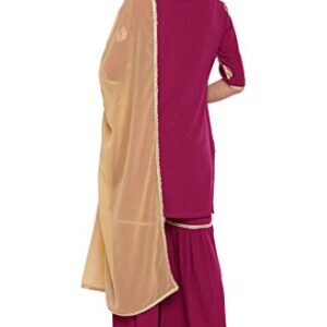 Janasya Indian Women's Magenta Poly Crepe Kurti With Sharara And Dupatta(SET250-KR-SHA-M)