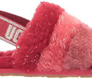 UGG Girls T Fluff Yeah Metallic Sparkle Slipper, Red Multi, 9 Toddler