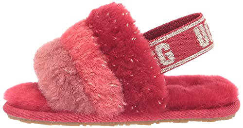 UGG Girls T Fluff Yeah Metallic Sparkle Slipper, Red Multi, 9 Toddler