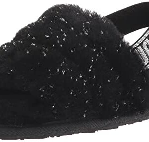 UGG Girls T Fluff Yeah Metallic Sparkle Slipper, Black, 10 Toddler