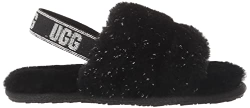 UGG Girls T Fluff Yeah Metallic Sparkle Slipper, Black, 10 Toddler