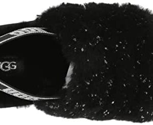 UGG Girls T Fluff Yeah Metallic Sparkle Slipper, Black, 10 Toddler