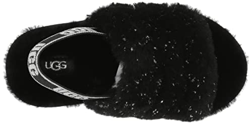 UGG Girls T Fluff Yeah Metallic Sparkle Slipper, Black, 10 Toddler