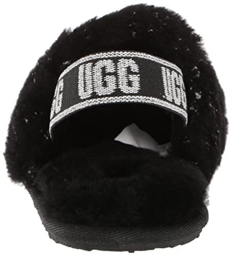 UGG Girls T Fluff Yeah Metallic Sparkle Slipper, Black, 10 Toddler