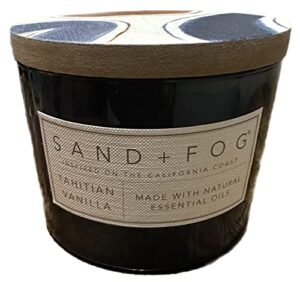 sand + fog tahitian vanilla candle in a glass jar with wood lid - 12 oz. (black)