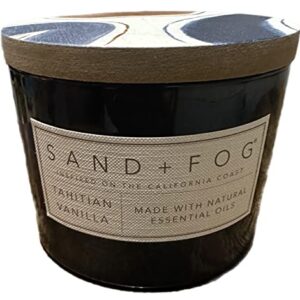 Sand + Fog Tahitian Vanilla Candle in a Glass Jar with Wood Lid - 12 oz. (Black)