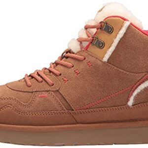 UGG Women's Highland HI Heritage Sneaker, Chestnut/Fiery RED Suede, 8