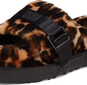 UGG Women's FLUFFITA Panther Print Slipper, Butterscotch, 5