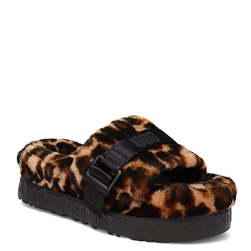 UGG Women's FLUFFITA Panther Print Slipper, Butterscotch, 5