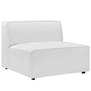 modway mingle vegan leather sectional sofa armless chair, white