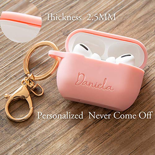 Personalized Compatible with AirPods Pro Case With Keychain Custom Name Silicon Protective Cover For Women Gift