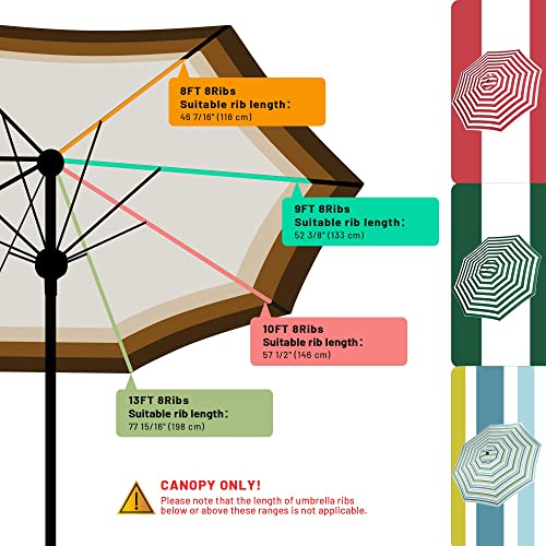 Yescom 13 Ft Patio Umbrella Replacement Canopy Market Table Top Sunshade Cover Yard