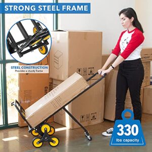 Mount-It! Stair Climbing Dolly - 3 Wheel Stair Climbing Cart | Easily Lift Heavy Items Up and Down Steps | Holds 330 Pounds and Smoothly Rolls on Variety of Surfaces - Portable Dolly for Stairs