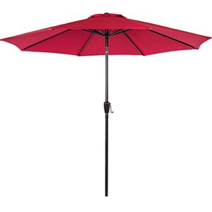 sundale outdoor 10ft patio umbrella market umbrella with push button tilt, polyester table umbrella for patio, garden, deck, backyard, pool (red)