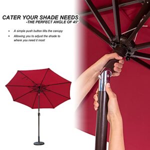 Sundale Outdoor 10FT Patio Umbrella Market Umbrella with Push Button Tilt, Polyester Table Umbrella for Patio, Garden, Deck, Backyard, Pool (Red)