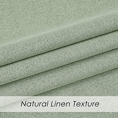 Melodieux Linen Green Blackout Curtains 84 Inches Long for Bedroom, Living Room Darkening Thermal Insulated Farmhouse Burlap Grommet Drapes, 42 x 84 Inch, 2 Panels