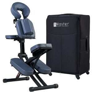 master massage rio portable massage chair - royal blue, lightweight 24 lbs, aluminum foldable frame, fully adjustable