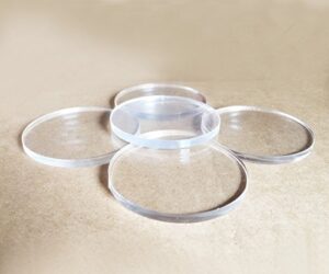 meya set of 20pcs clear acrylic discs, plexiglass laser cut round circle 1/8" (2.25")