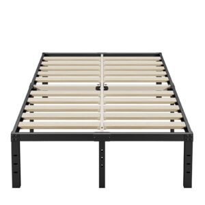 ziyoo full size bed frame, 18 inches tall, 3 inches wide wood slats with 3500 pounds support for foam mattress, no box spring needed, heavy duty metal platform, easy assembly, noise free