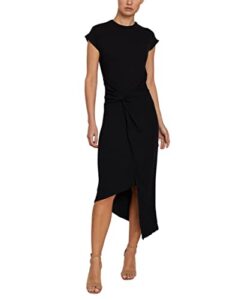 laundry by shelli segal women's midi cap sleeve asymmetrical knot front dresses, black, medium