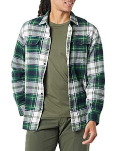 amazon essentials men's regular-fit long-sleeve two-pocket flannel shirt, green/ivory, plaid, x-large