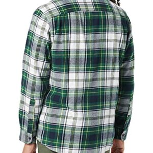 Amazon Essentials Men's Regular-Fit Long-Sleeve Two-Pocket Flannel Shirt, Green/Ivory, Plaid, X-Large