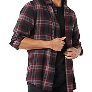 Amazon Essentials Men's Long-Sleeve Flannel Shirt (Available in Big & Tall), Black/Burgundy, Plaid, X-Large