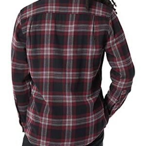 Amazon Essentials Men's Long-Sleeve Flannel Shirt (Available in Big & Tall), Black/Burgundy, Plaid, X-Large