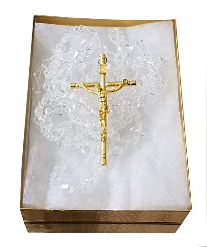 BESTPARTYFAVORS Wedding Lasso Catholic Crystal Rosary Gold Cross Lazo De Boda