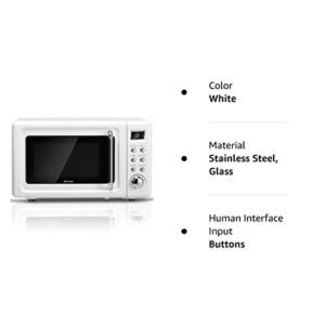 ARLIME Retro Microwave Oven, 0.7Cu.ft, 700-Watt with 5 Micro Power Defrost & Auto Cooking Function, Stainless Steel, LED Display, Easy Clean Interior, Small Countertop Microwave ​(White)