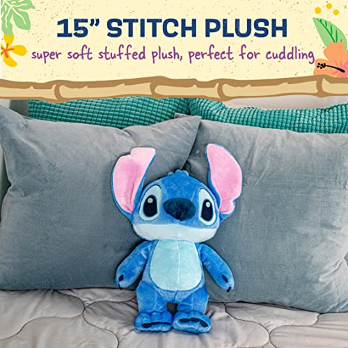 Disney Baby Lilo & Stitch Soft Huggable Stuffed Animal Cute Plush Toy for Toddler Boys and Girls, Gift for Kids, Blue Stitch 15 Inches