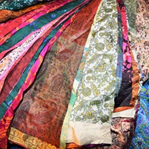 India Huge Lot 100% Pure Silk Print Vintage Sari Fabric remnants Scrap Bundle Quilting Journal Project by Weight 100 gr (18 x18 inch), Multicolor