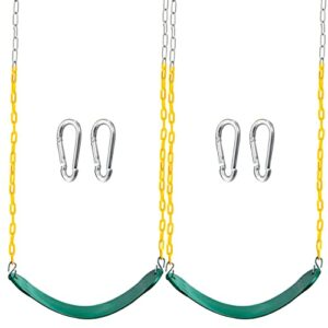 turfee 2 pack green swing seats heavy duty with 66" chain accessories replacement with snap hooks for kids outdoor play playground, trees, swing set (green)
