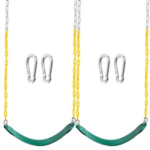 TURFEE 2 Pack Green Swing Seats Heavy Duty with 66" Chain Accessories Replacement with Snap Hooks for Kids Outdoor Play Playground, Trees, Swing Set (Green)