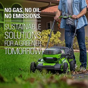 Greenworks 48V (2 x 24V) 21" Brushless Cordless Self-Propelled Lawn Mower, (4) 4.0Ah USB Batteries and (2) Dual Port Rapid Chargers