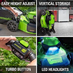 Greenworks 48V (2 x 24V) 20" Brushless Cordless Push Lawn Mower + 24V Brushless Drill / Driver, (2) 4.0Ah USB Batteries (USB Hub) and Dual Port Rapid Charger Included