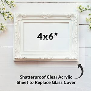 SimbaLux Acrylic Sheet Clear Plexiglass 4” x 6” 0.04” Thick (1mm) Pack of 5 Transparent Plastic Plexi Glass Board with Protective Paper for Photo Frame Replacement, DIY Display Projects, Craft