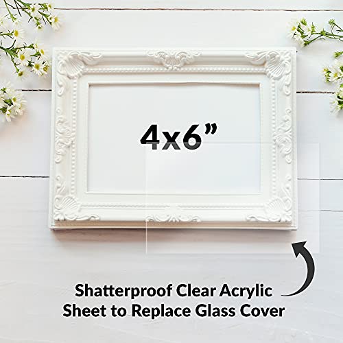 SimbaLux Acrylic Sheet Clear Plexiglass 4” x 6” 0.04” Thick (1mm) Pack of 10 Transparent Plastic Plexi Glass Board with Protective Paper for Photo Frame Replacement, DIY Display Projects, Craft